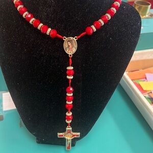 Red Beaded Cross Rosary